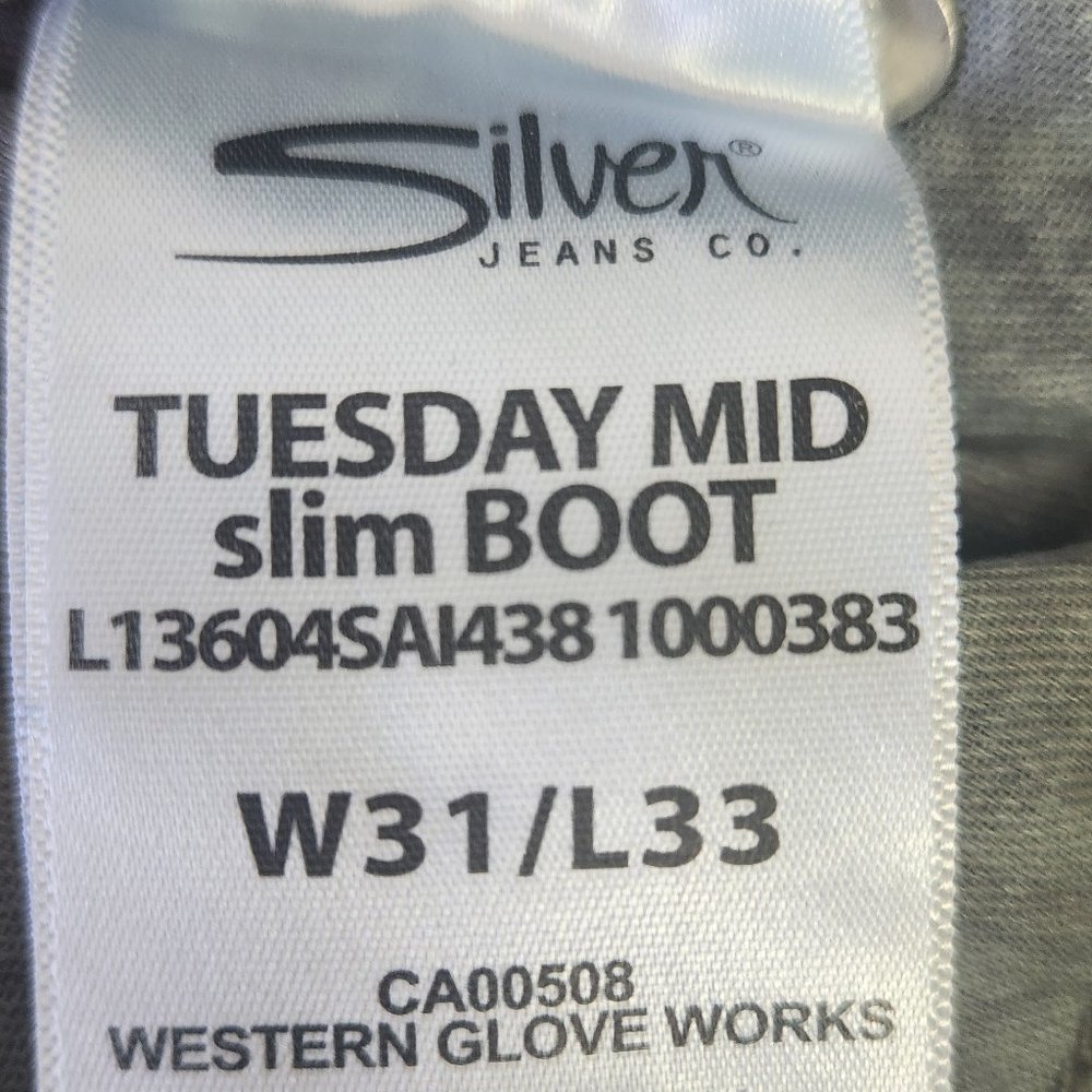 Women's Silver "Tuesday" Blue Jeans Mid Slim Boot W 31 L 33 - Picture 2 of 12